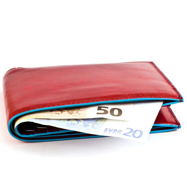 概念のために便利です お金でイタリア レザー折財布 — ストック写真