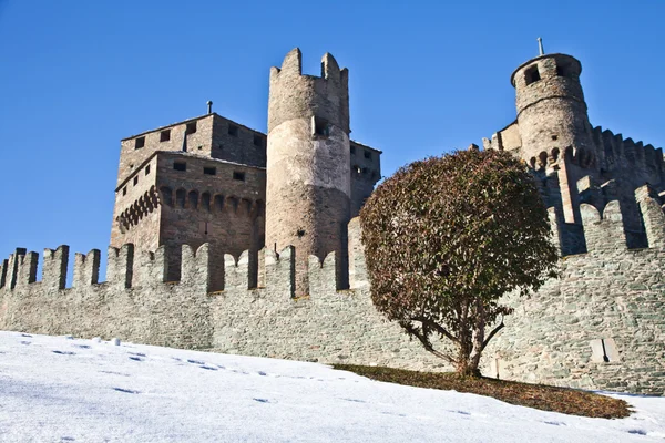 Напрямку Fenis Замок Одним Найвідоміших Замків Валле Аоста Італія Вражаючі — стокове фото