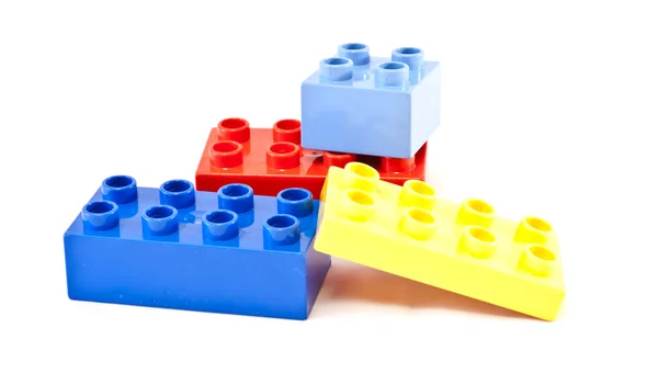 Plastic Building Blocks White Background Bright Colors — Stock Photo, Image