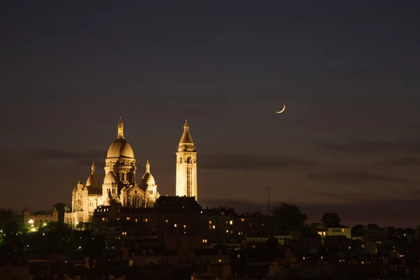 stock image Basilica of Sacre Coeur at night