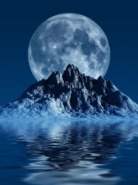 Berg mit Mond — Stockfoto