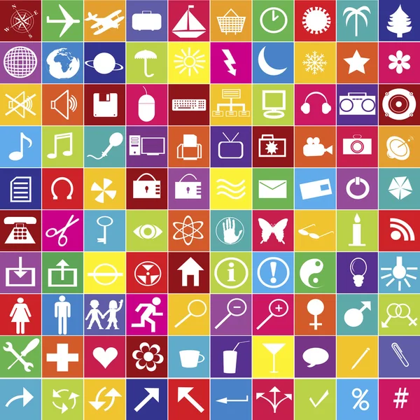 White web icons over colored background — Stock Photo, Image