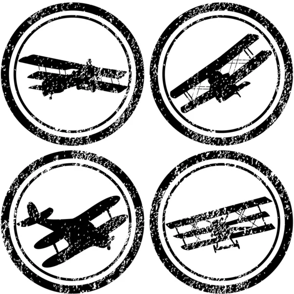 Frimärken med gamla flygplan — Stockfoto