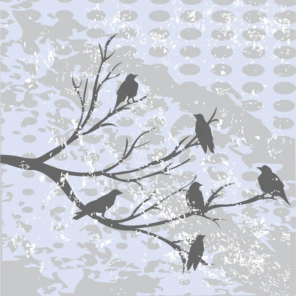 Paesaggio invernale con corvi — Foto Stock