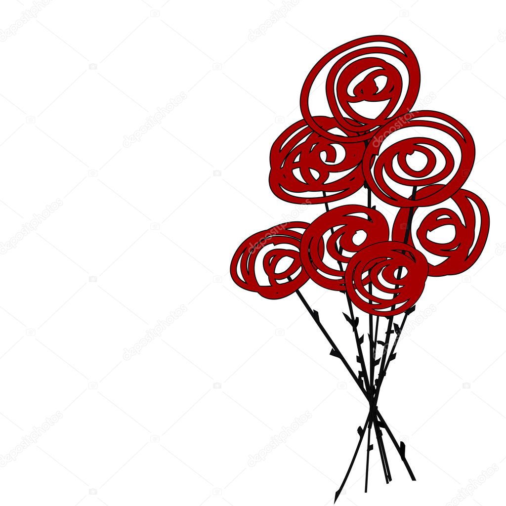 Stylised bouquet of red roses