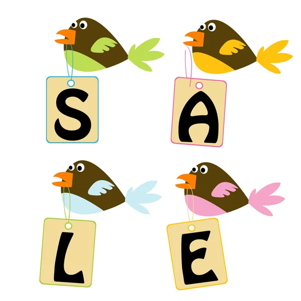 Birds with sale tags — Stock Photo, Image