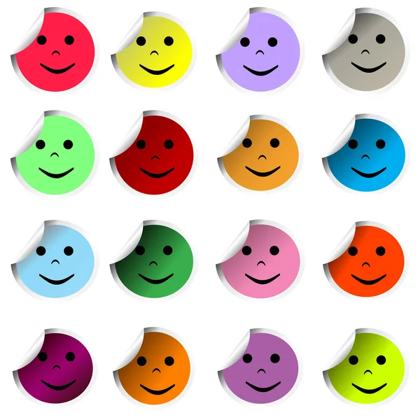 Färgade klistermärken med glada miner — Stockfoto