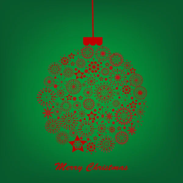 Cartão de Natal com bola Chrismas vermelha — Fotografia de Stock