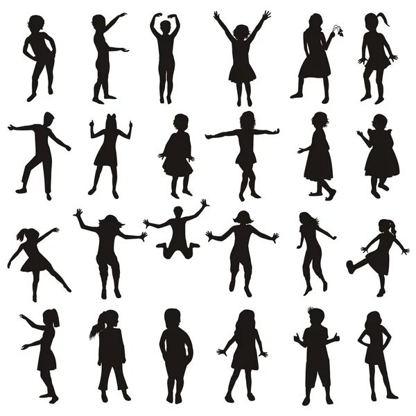Aantal kinderen silhouetten — Stockfoto