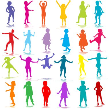 Hand drawn children silhouettes clipart