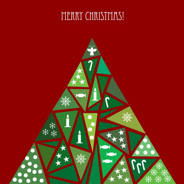 Kort med dekorerad julgran — Stockfoto