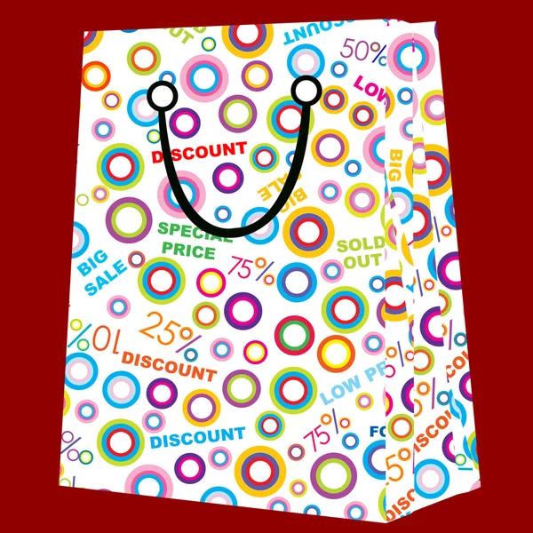 Shopping bag with sale announcements — Stock Photo, Image