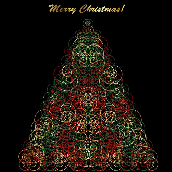 Abstract Christmas tree over black background — Stockfoto