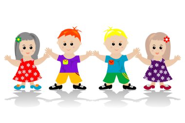 Stylized happy kids clipart