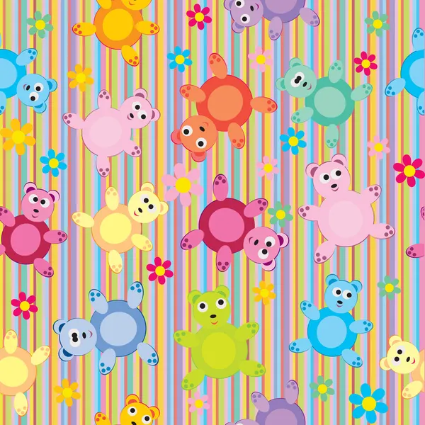 Stripes and bears pattern seamless, background for kids — Stock Photo, Image