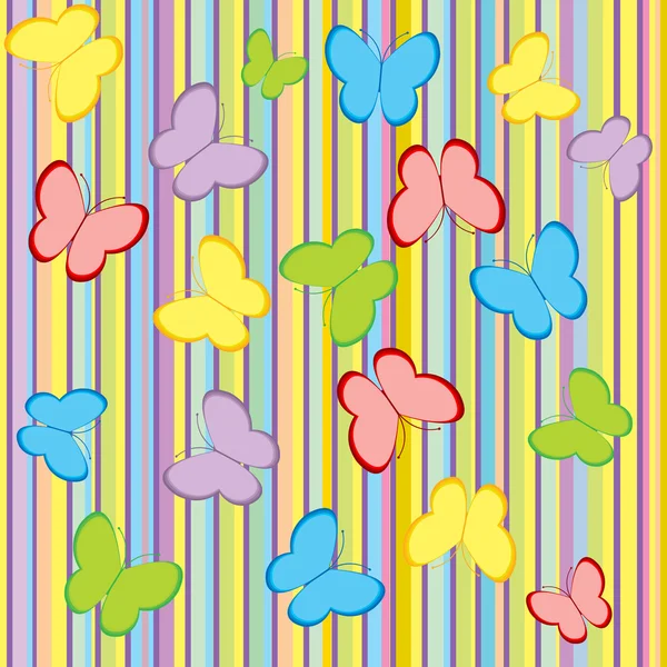 Ränder och fjärilar bakgrund i pastellfärger — Stockfoto