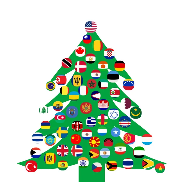 Christmas tree with country flags — Stock Photo, Image