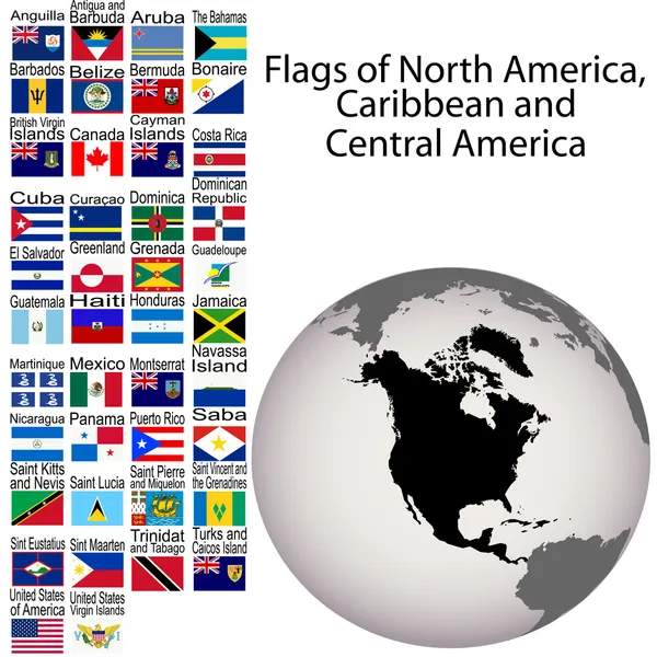Flags of North America, Carribean and Central America, the compl — Stock Photo, Image