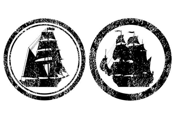 Selos de borracha com navios antigos — Fotografia de Stock