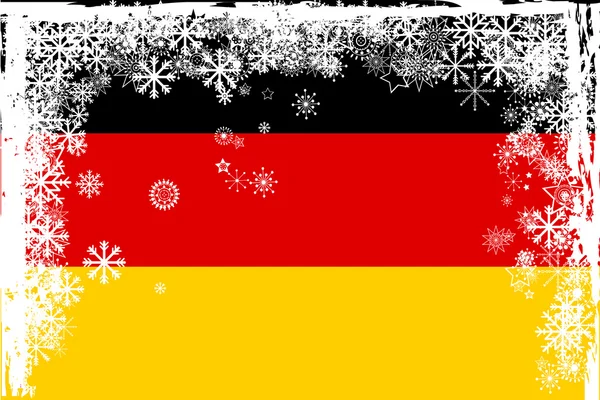 Немецкий флаг со снежинками гранж — стоковое фото