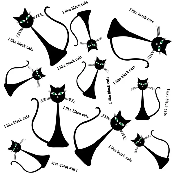 Bezešvé pozadí s černými kočkami — Stock fotografie