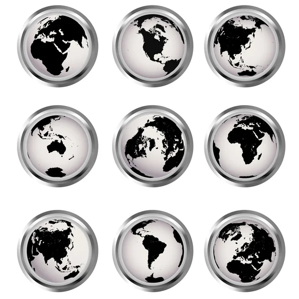 Knoppen voor het web met aarde globes — Stockfoto