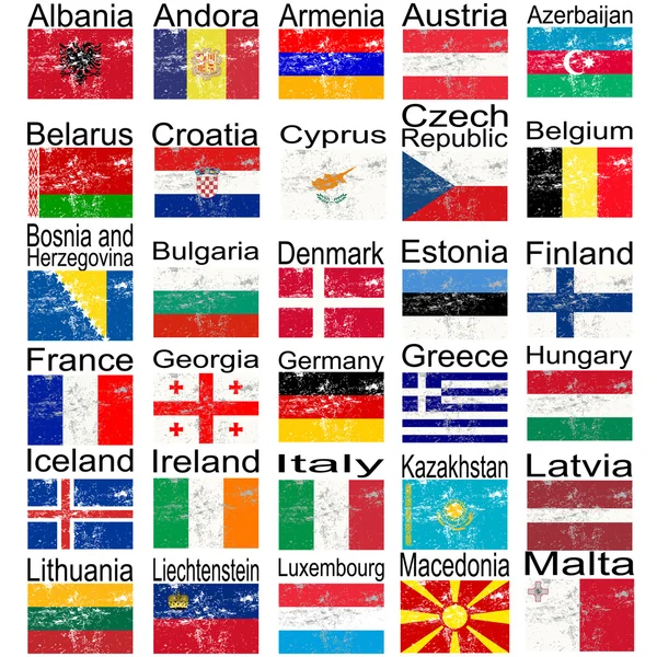 Bandeiras europeias Grunge, conjunto 1 — Fotografia de Stock