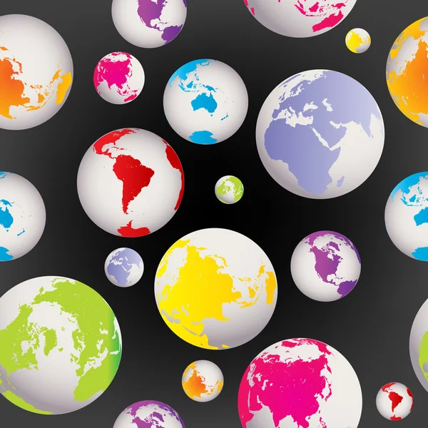 Naadloos met gekleurde aarde globes — Stockfoto