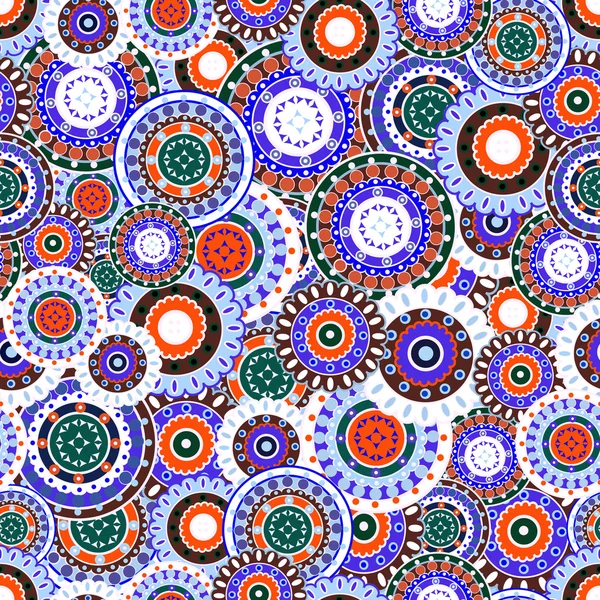 Naadloze patroon met gekleurde Oosterse ronde versieringen — Stockfoto