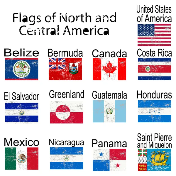 北美洲和中美洲地区，没有透明度的旗子 — 图库照片