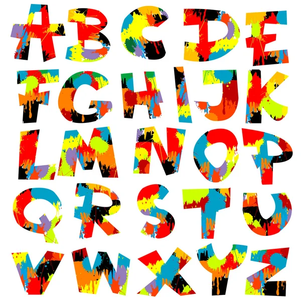 Lettres de l'alphabet avec éclaboussures de peinture — Photo