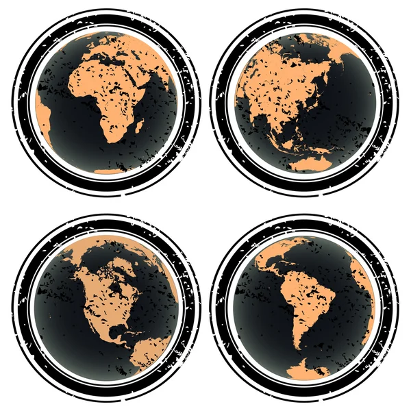 Rubber stamps with Earth globes — Stock Photo, Image