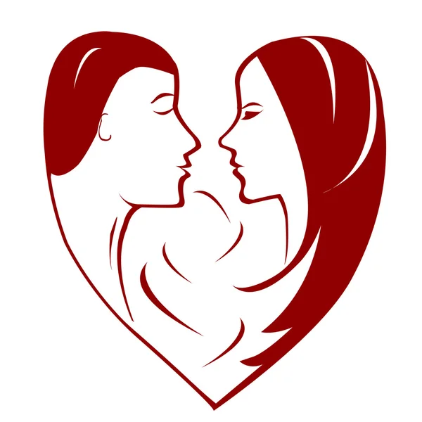 Στυλιζαρισμένη Καρδιά Ζευγάρι Για Γυναίκα Και Άνδρα — Φωτογραφία Αρχείου