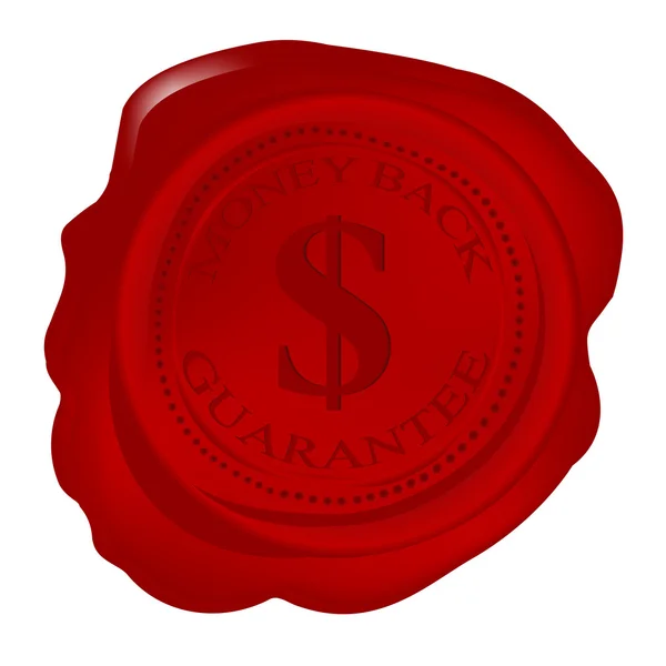 Selo de cera com dinheiro de volta garantia — Fotografia de Stock