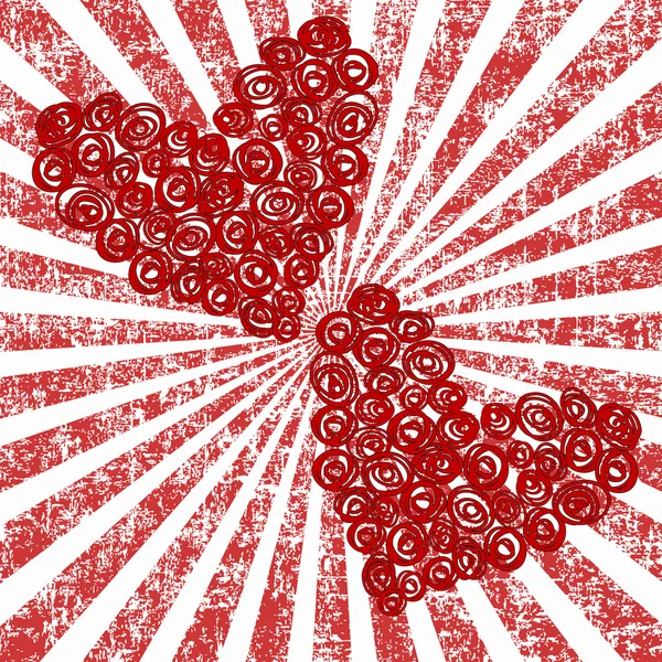 Αφηρημένη Σχηματοποιημένα Τριαντάφυλλα Καρδιές Πέρα Από Grunge Ηλιοφάνεια Υπόβαθρο — Φωτογραφία Αρχείου