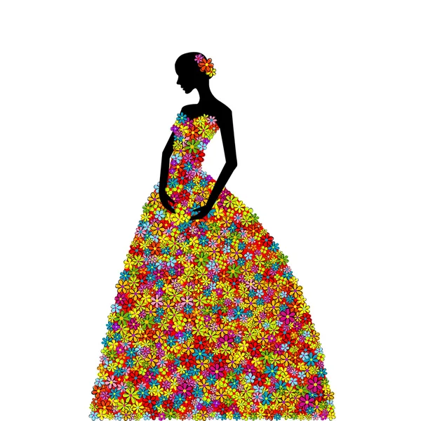 花柄のドレスを着ている女性 — ストック写真