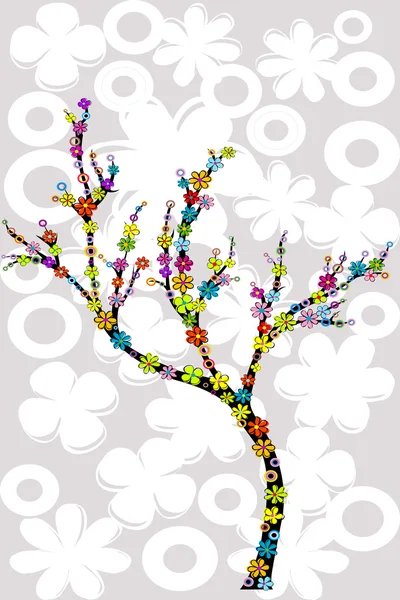 Abstrakter Baum Mit Bunten Blumen — Stockfoto