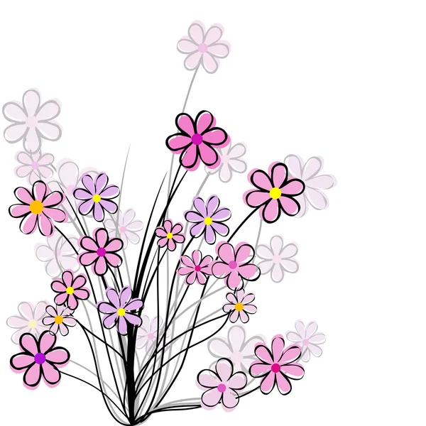 Blommig Kort Med Rosa Blommor — Stockfoto