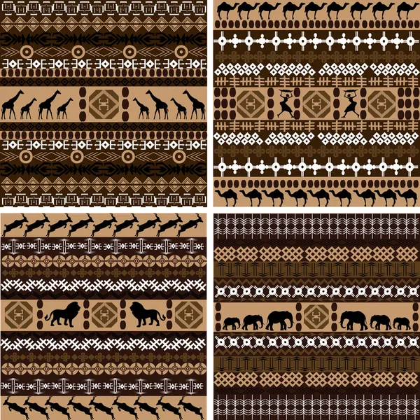 Четыре Фона Африканскими Мотивами Животными — стоковое фото