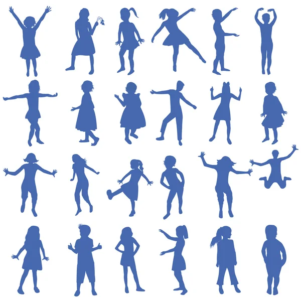 Set Silhouette Bambini Disegnate Mano — Foto Stock