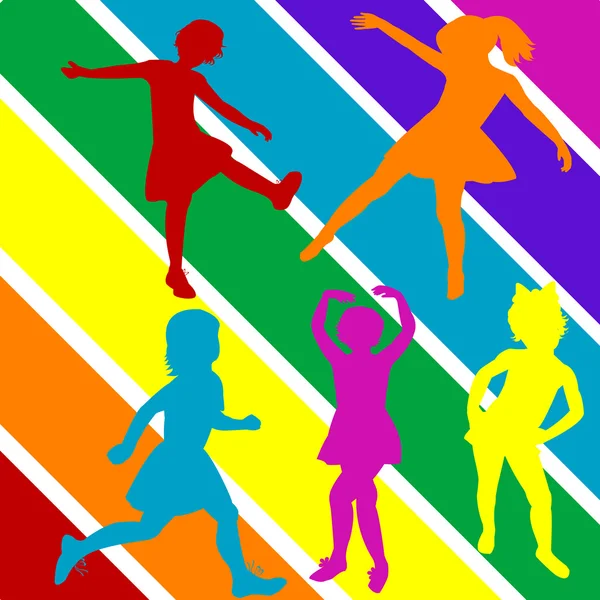 Kolorowe Strony Rysować Sylwetki Dzieci — Zdjęcie stockowe