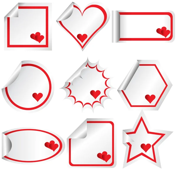 Uppsättning av klistermärken med hjärtan, för alla hjärtans dag — Stockfoto