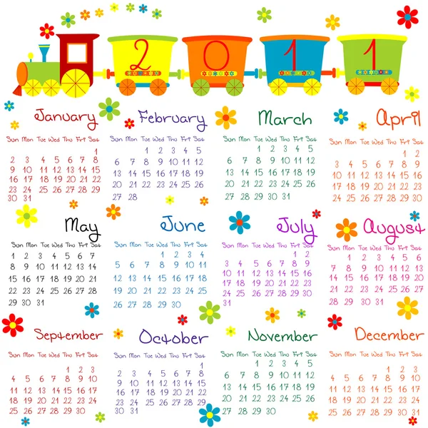 子供のための列車で 2011 年カレンダー — ストック写真