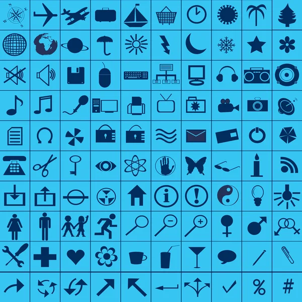 Blue web icons set — Stock Photo, Image