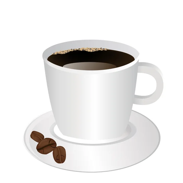 Tasse Kaffee Und Kaffeebohnen — Stockfoto