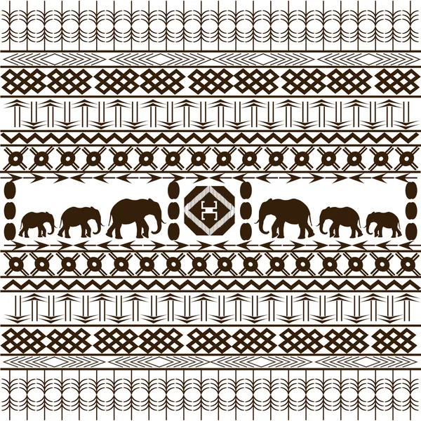 Traditional African pattern with elephants silhouettes — Stock Photo, Image