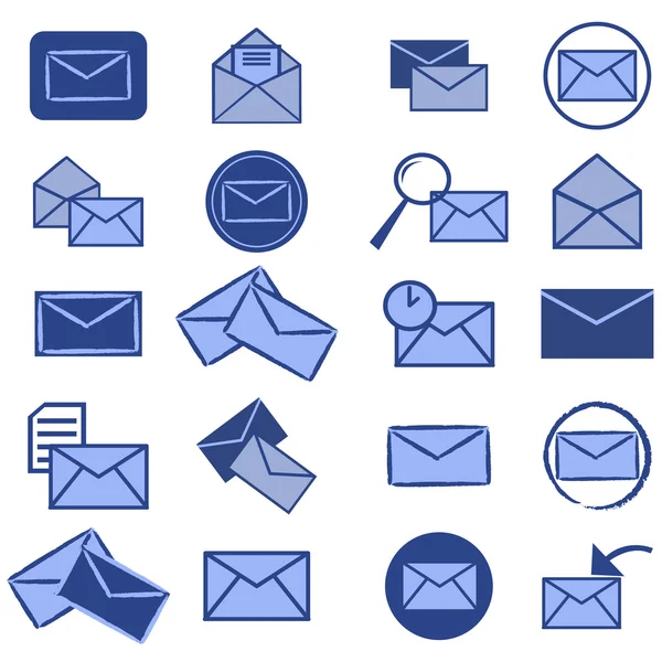 Conjunto Ícones Mail Azul — Fotografia de Stock