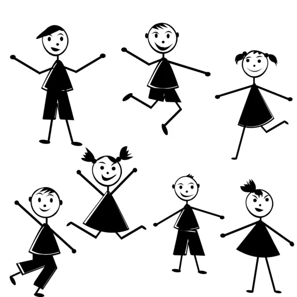 Děti doodle černé na bílém pozadí — Stock fotografie