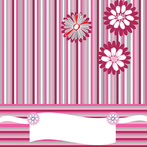 Greeting card with stripes, flowers and place for your text — Zdjęcie stockowe