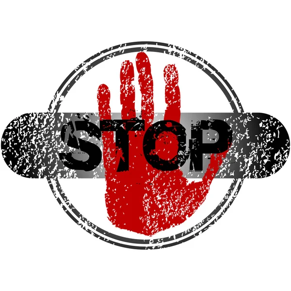 Stamp with red hand and stop sign — Stock Photo, Image